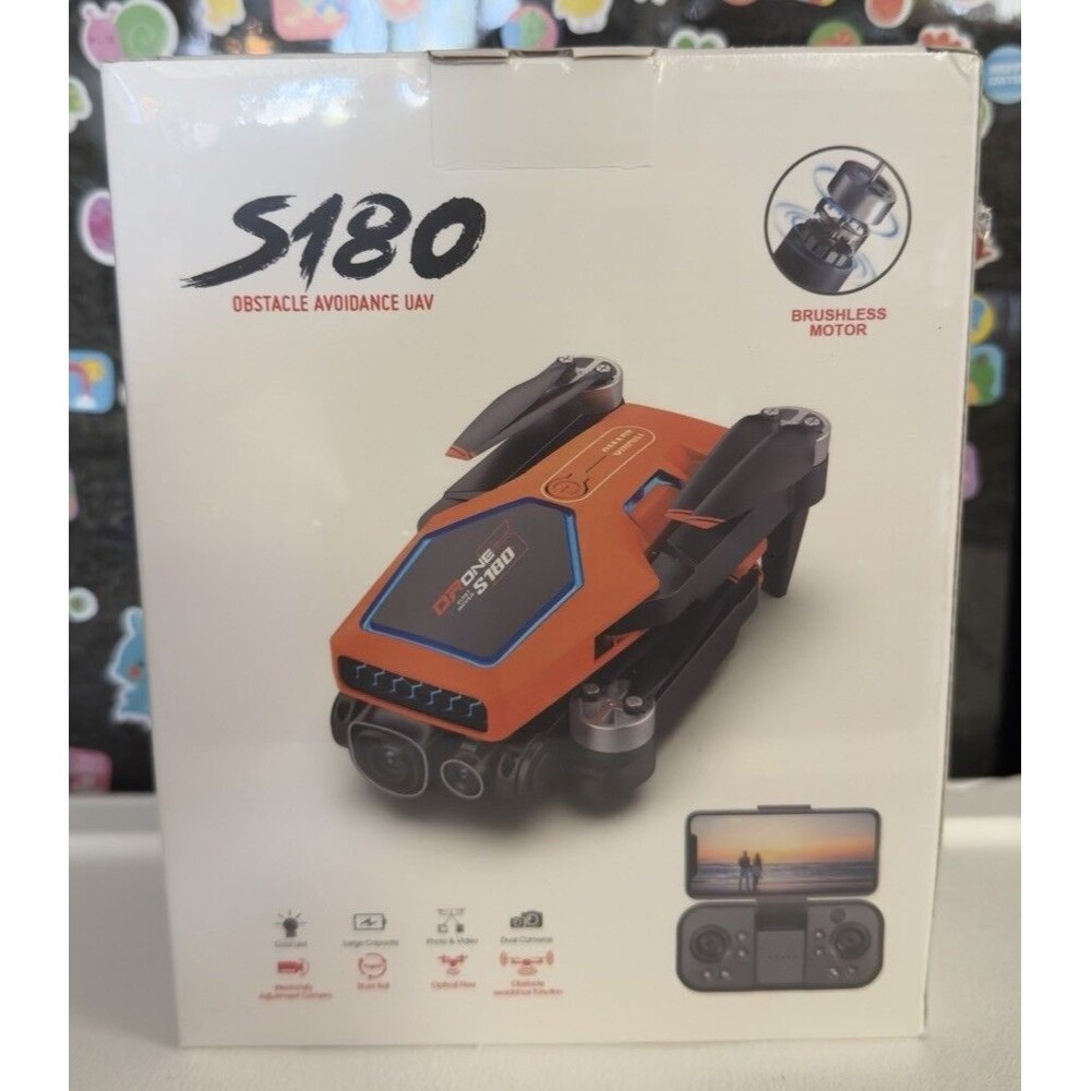 SEALED S180 Obstacle Avoidance UAV, Brushless Motor, Dual Camera DRONE - Orange